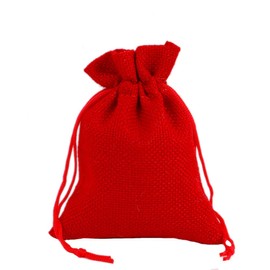 Jute Gift Bags, Jewellery Bags, Pack of 10, 13 x 18 cm, Jute Bags, Gift Bag, Candy Bag, Fabric Bag, Jute Bag with Drawstring for Christmas, Wedding, Party, Jewellery Gift, Red