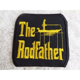 Handmade The Rodfather Fisherman Boat 3-1/4" Embroidery Iron-on Patch (E41)