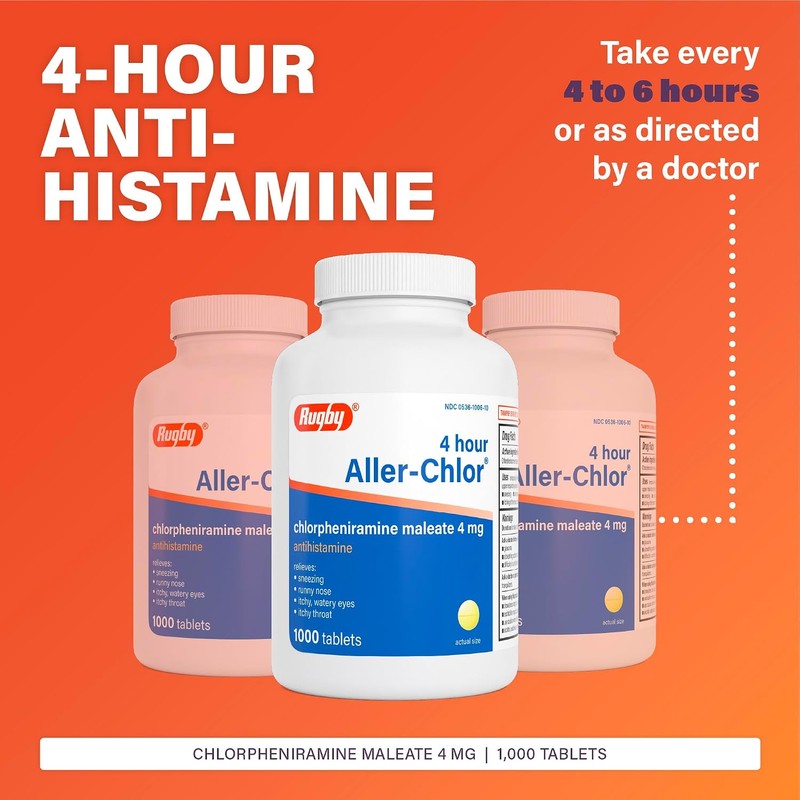 Rugby 4 Hour Aller-chlor - Chlorpheniramine Maleate 4 mg -