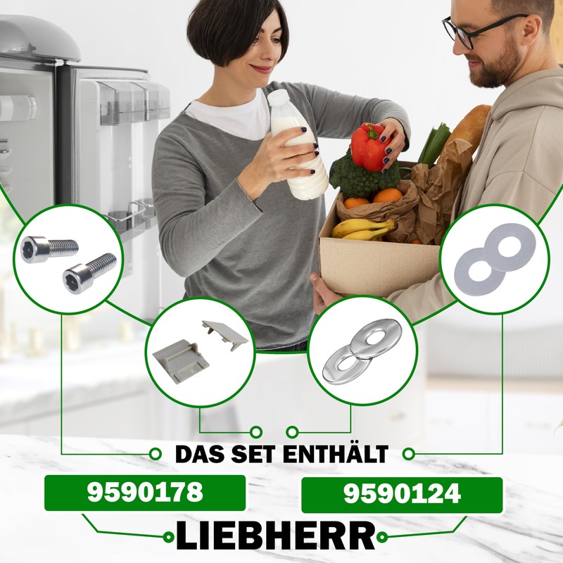 Set of 2 Hinges for Fridge Door Handle with Original