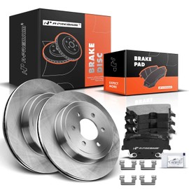 A-Premium 12.60 in (320 mm) Rear Solid Disc Brake Rotors + Ceramic Pads Kit Compatible with Select Chrysler and Dodge Models - 300 05-20, Challenger 09-20, Charger 06-20, Magnum 05-08, 6-PC Set