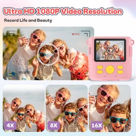 Kids Camera for Girls Boys, Kids Instant Print Camera Toy for 3-14 Year Old, 1080P HD Kids Digital Camera with Photo Paper Birthday Gifts for 3 4 5 6 7 8 9+ Year Old Girl 6 Colour Pens 32GB SD Card