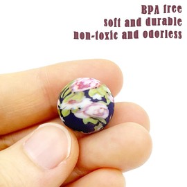 30 abalorio impresas de camelia de 15 mm de silicona impresas con flores para hacer joyas, llaveros, pulseras, cordones para hacer abalorio de primavera, estilo A