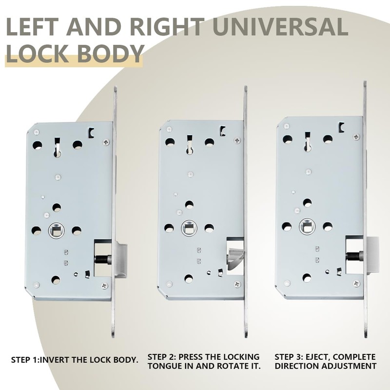 Bwintech 1 Piece Satin Nickel 7250 Mortice Lock with Two