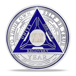 49 Year Original Triangle Sobriety Coin Set | Silver Roman Numeral AA Medallion with Protective Capsule | Recovery Anniversary Token for Men & Women | AA Sobriety Gifts for Monthly & Yearly Milestones