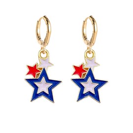 Independence Day Star USA Butterfly American Flag Ice Cream Shoes Shape Earrings Colorful 4th July Earrings for Women Jewelry(A)