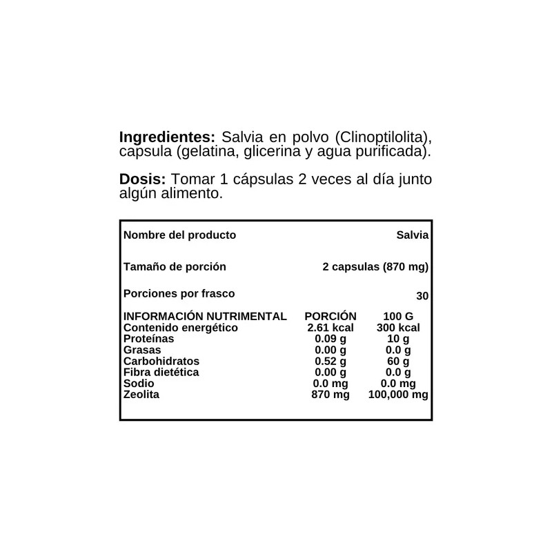 Salvia En Polvo - 60 Cápsulas - Suplemento Alimenticio Sabor