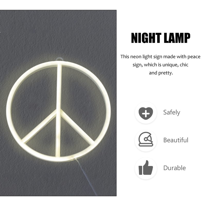 Uonlytech Decor Signs LED Peace Sign Led Peace Symbol Neon