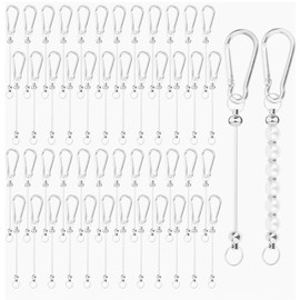 WADY Beadable Keychain Bars 20 Pcs Metal DIY Bead Keychain Bar Charms Metal Bead Keychain Blanks Detachable Key Chain (Silver)