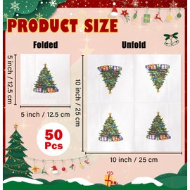 SietDESEO 50 Pieces 3-ply Christmas Napkins Christmas Tree Napkins Cocktail Napkins for Dinner Kitchen Bathroom Christmas Party Napkins Disposable