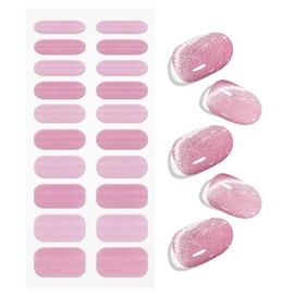 JMEOWIO Nagelfolie UV Härtend Rosa Katzenauge UV Gel Nail Strips Nagelsticker Nagelaufkleber Nail Art Dekoration Nageldesign Zubehör