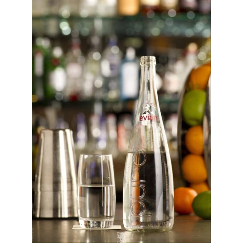 Evian Pure Still Mineral Luxury 💎 Water Glass Bottle 💧-