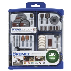 Dremel 160-Piece Rotary Tool Accessory Kit with EZ Lock Technology - 1/8" Shank - Cutting Bits, Polishing Wheel and Compound, Sanding Drums & Disc (710-08)