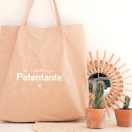 Manahia Tote Bag Godmother - Favourite Godmother - Gift for Godmother - Bag for Godmother - Embroidered Shopping Bag - Christening Gift - Announcement Godmother - Christening - Request Godmother, pink