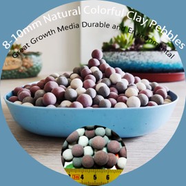 Natural Organic Colorful Leca Balls 2LBS for Plants, 8mm-10mm Ceramsite Clay Pebbles Indoor Potting Garden Soil for Orchid, Succulents, Hydroponics, Decoration, Drainage (2LBS, Primary Color, 1)