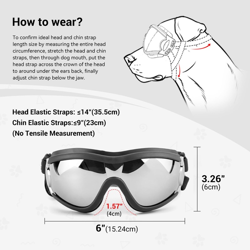 PETLESO Dog Goggles for Large Breeds, UV Protection Dog Sunglasses
