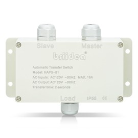 Automatic Transfer Switch, Briidea 120 VAC 16 AMP ATS Auto Transfer Switch for Inverter and Main Powers, UL Listed, Suitable for Use in Boats, RVs, Solar Power Systems, Motorhomes
