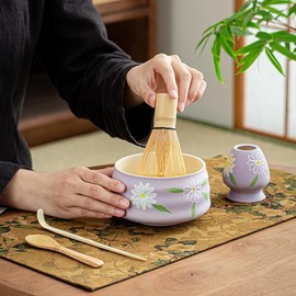 100 pcs Tea Utensils, Chasen, Chasen Whisk Set, Set of 4, Curving Chasen Rest, Matcha Tea Point, Perfect Setting for Preparing Traditional Japanese Matcha Cup, Tea Utensil Set, Matcha Whisk Set