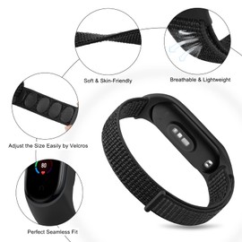 Compatible mi band 7 replacement bands, miband 6 belt, miband 5, miband 4 belt, replacement nylon, quick-drying, lightweight, comfortable fit, adjustable, 2 pack, 01