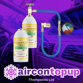 AirconTopup Car Aircon R1234yf Compatible Leak Sealer x2 for Hybrid or Electric Vehicles with Filler Kit