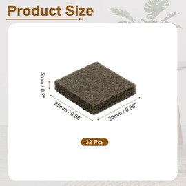 uxcell Felt Furniture Pads, 32Pcs 0.98" x 0.98" Adhesive Backed Felt Non-Slip Anti-Scratch Chair Leg Protectors for Protecting Hardwood Floor, Brown