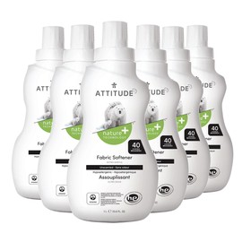 ATTITUDE Laundry Fabric Softener Liquid, Vegan and Naturally Derived Detergent, Plant Based, HE Washing Machine Compatible, Unscented, 40 Loads, 33.8 Fl Oz (Pack of 6)