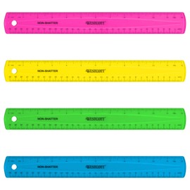 Westcott Shatterproof Ruler, Assorted Translucent Colors, 12"