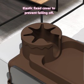 ROSSRORE Anti-Slip Couch Armrest Tray & Cup Holder, Sofa Armrest Organizer with 4 Pockets for Magazines, Tablets, Phones, iPads, Coffee Cups Brown