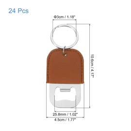 uxcell 24Pcs Leather Bottle Opener, 10.6x4.5cm Stainless Steel Flat Beer Bottle Opener Keychain Soda Bottle Opener Key Chain Sublimation for Gift, vermilion