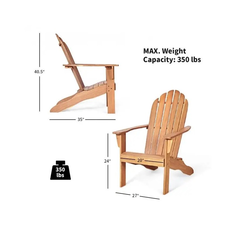 Wooden Outdoor Lounge Chair Teak Rustic Design Ergonomic Garden Chair