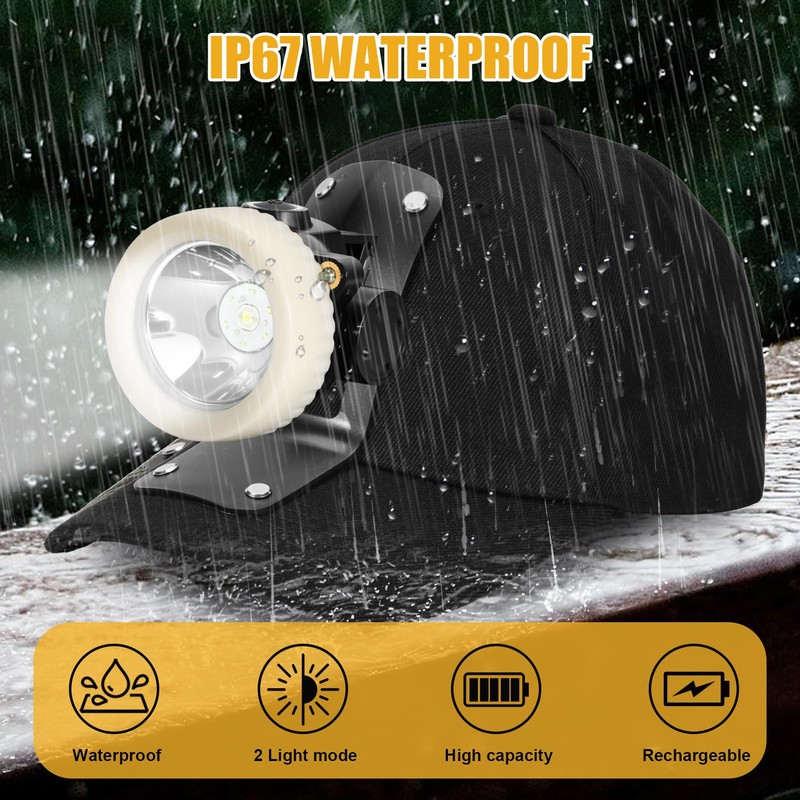 Lokilo Super Bright 1+6 LED Mining Headlamp,Rechargeable Waterproof Headlight with