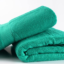 BY LORA Terry Cotton Bath, Shower Towel for Family, Set of 6, Turquoise