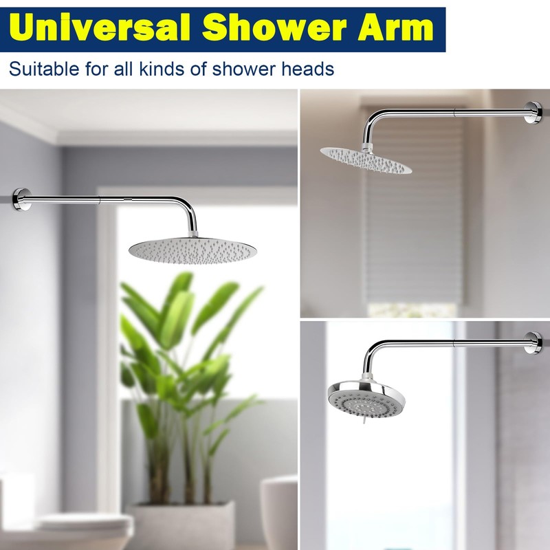 NearMoon Shower Arm, Extra Extension Arm with Flange, Stainless Steel