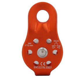 Bloque de Polea de Cuerda de Elevación de una Sola Rueda de Aleación de Aluminio 26KN, Polea de Escalada para Escalada, Rescate, Trabajo en Altura, Rappel, Etc. para Cuerda de 12mm (Naranja)