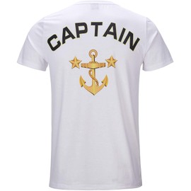 Funny World Men's Captain Costume T-Shirts (M, White)