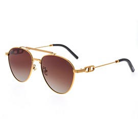 FAA'N Aviator Sunglasses for Men Polarized Sunglasses Women Metal Y2k Trendy Sun Glasses (Gold Brown)