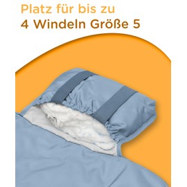 Jubi® Changing Mat Blue Made of Organic Cotton and ÖkoTex Polyester - Changing Mat for on the Go with Space for 4 Nappies & Wipes