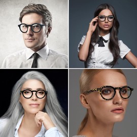 ZogCowy Blue Light Blocking Glasses, Retro TR90 Round Eyewear Frame Anti Eyestrain Computer Glasses (Black)