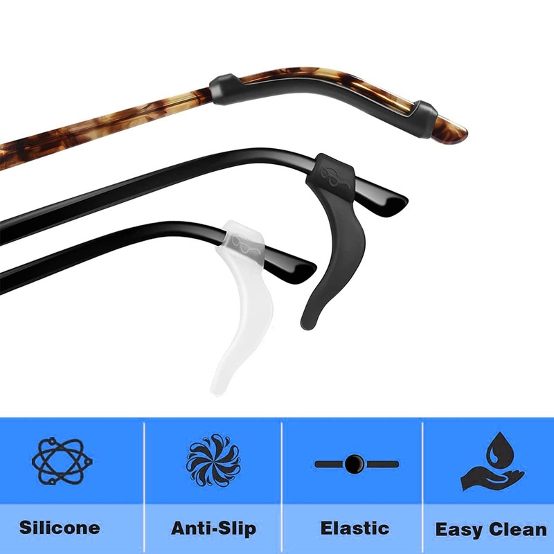 Rethan Retenedores de Gafas, Antideslizantes, 14 Pares, Negro, Blanco y
