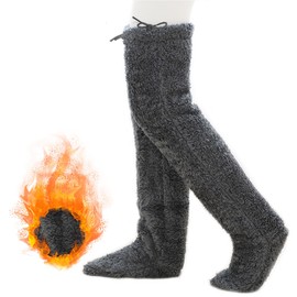 YELAIVP Women's Fuzzy Thigh High Socks Warmth Over Knee High Plush Slipper Stockings Winter Long Leg Warmers