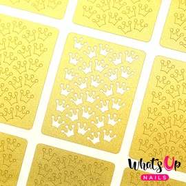 Whats Up Nails - Princess Crowns Vinyl Stencils for Nail Art Design (1 Sheet, 12 Stencils)
