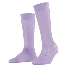 FALKE Women's Dot 15 Denier Knee Socks Transparent Tear-Resistant Pressure-Free Extra Soft Comfort Waistband Reinforced Toe and Fine Stitching Polka Dot Fine Soft Material 1 Pair, Purple (Lupine 6903)