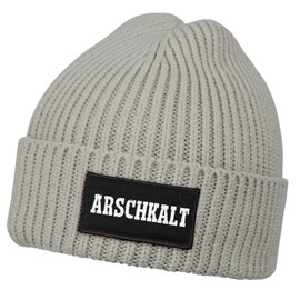 MoonWorks® Men's Beanie with Patch Knitted Hat with Saying "Arschkalt Print" Funny Hat Men, ass cold grey