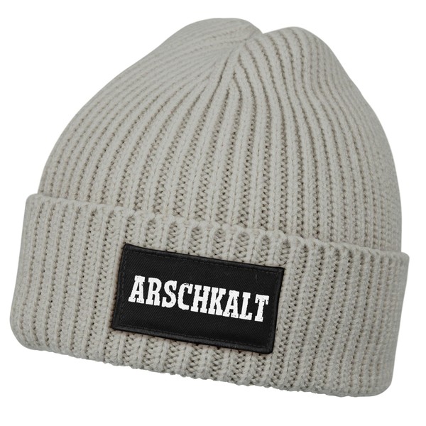 MoonWorks® Men's Beanie with Patch Knitted Hat with Saying "Arschkalt