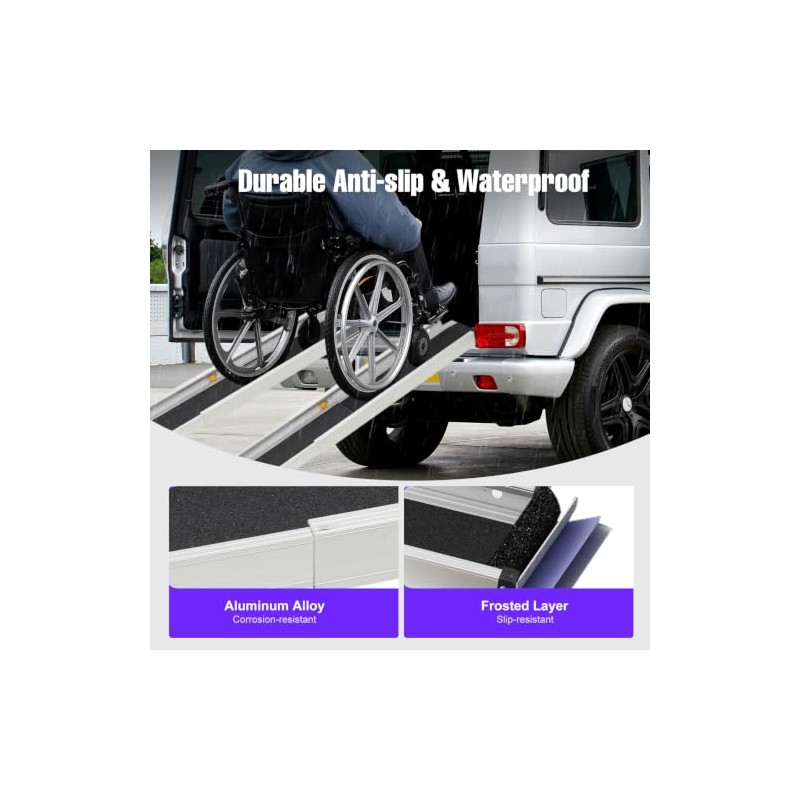 2pcs Telescopic Wheelchair Ramps Portable Threshold Ramp for Home