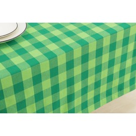 PurpleEssences Plaid Tablecloth - Water Resistant Wipeable Washable Checkered Table Cloth for Outdoor Picnic Dining - St Patricks Day - 60 x 104 Inch - St Patricks Green