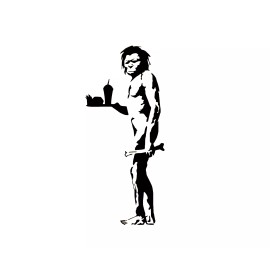 Unbranded Banksy Fast Food Caveman BLACK vinyl decal weatherproof 6.25 x 2.75" Made in USA