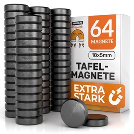 JAWA Whiteboard Magnets Black - 18 x 5 mm Large Magnets for Magnetic Board - Rustproof Board Magnets Strong - Rounded Fridge Magnets - High-Quality Whiteboard Magnets Large