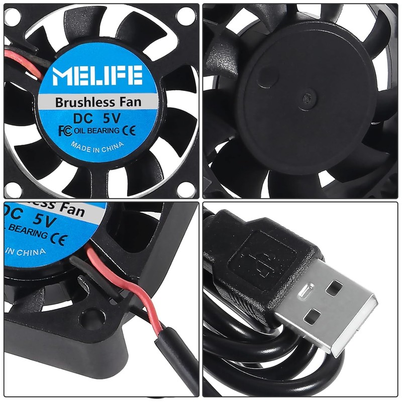 6Pcs 40mm x10mm DC 5V USB Brushless Cooling Fan, Dual