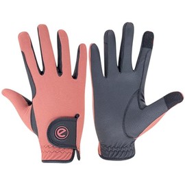 eGlove - eQUEST GripPro X-LITE Horse Riding Gloves - Lightweight, Breathable, Grippy Non-Slip Material - Comfort Mesh Back - Touchscreen Gloves (CORAL - PLAIN CUFF, XL)